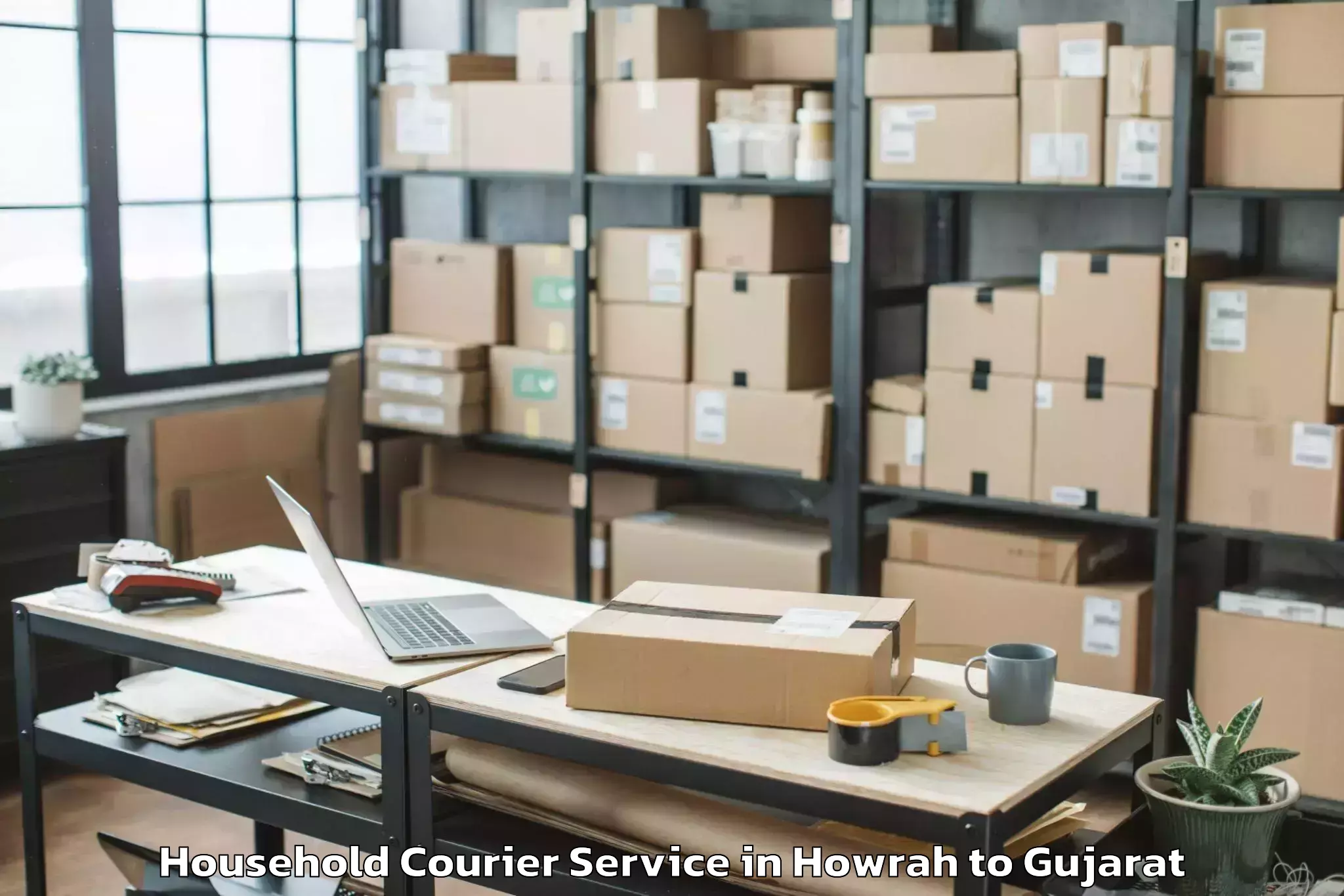 Professional Howrah to Lavad Household Courier